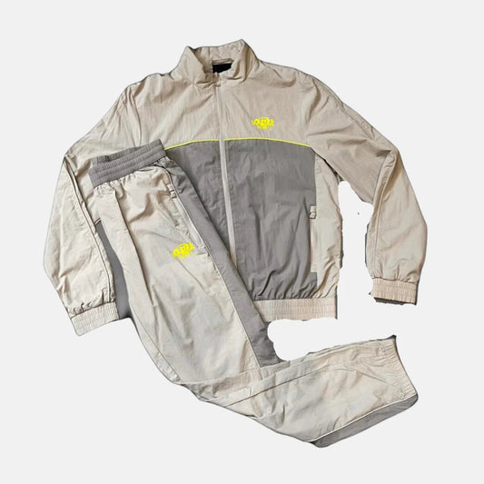 SynaWorld Logo Shell Tracksuit- Light Grey-Volt