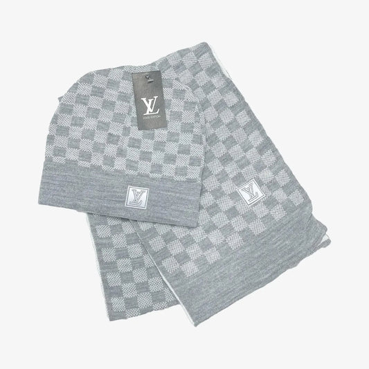 LV Néo Petit Damier Grey Beanie & Scarf