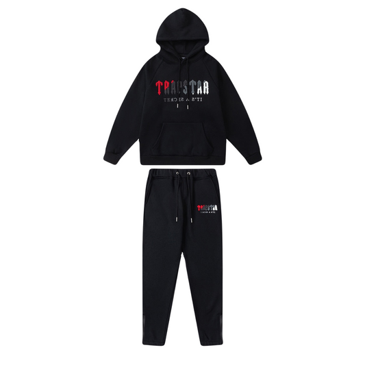 Trapstar Chenille Decoded Hoodie Tracksuit- Black/Red