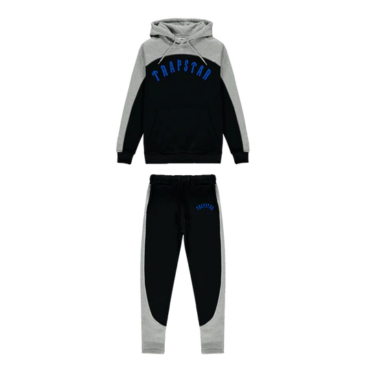 Trapstar Irongate Arch Chenille Hooded Tracksuit - Black/Blue/Grey